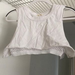 White crop top with net undershirt
